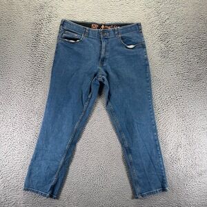 Seven Oaks Jeans Mens 35x29 Blue Cotton Denim Straight Slim Workwear Stretch